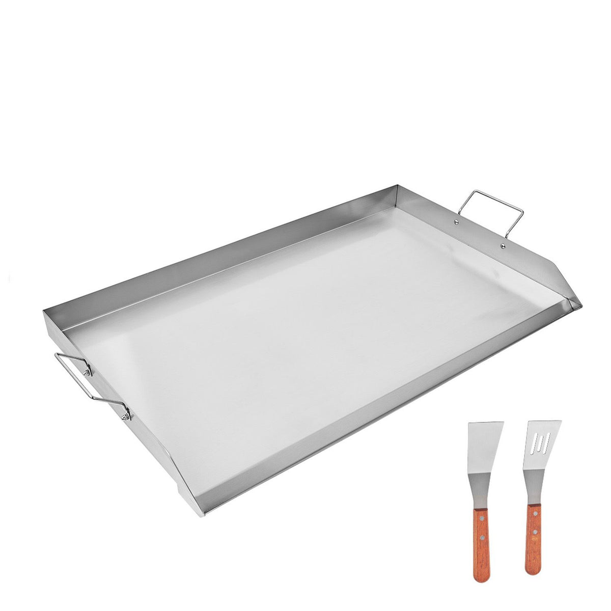 OEM Large Stainless Steel BBQ Griddle Plate with Grease Drain and Side Handles 36 x 22 inch