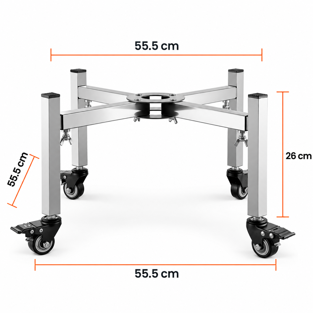 OEM Adjustable Stainless Steel Fire Pit Stand with 4 Locking Casters, Fits 38-68.5 cm Fire Pits